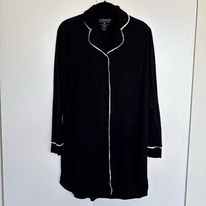 Larken Black Nursing Nightgown Button Front Soft Lounge Dress XS